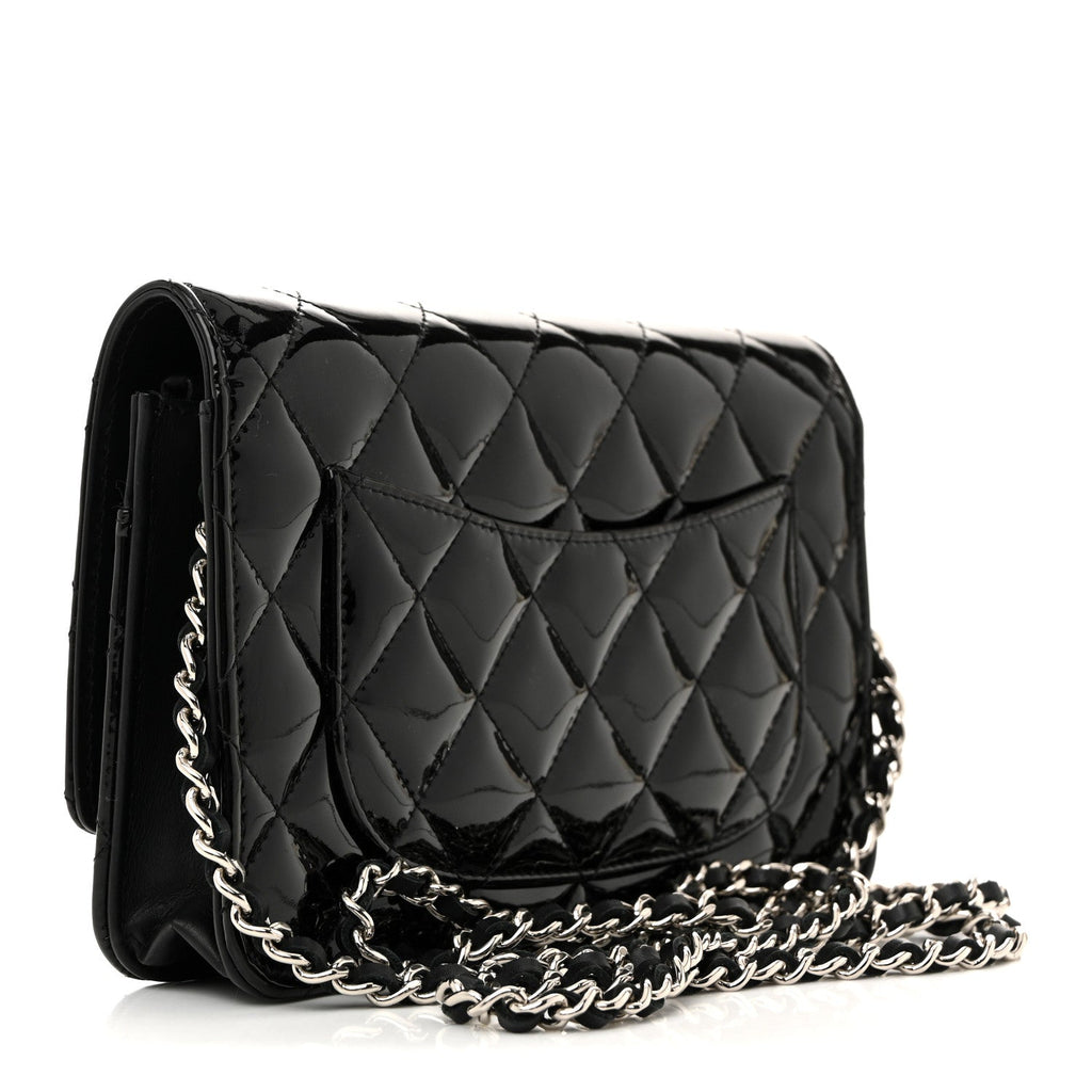 Patent Calfskin Quilted Reissue Wallet On Chain WOC So Black