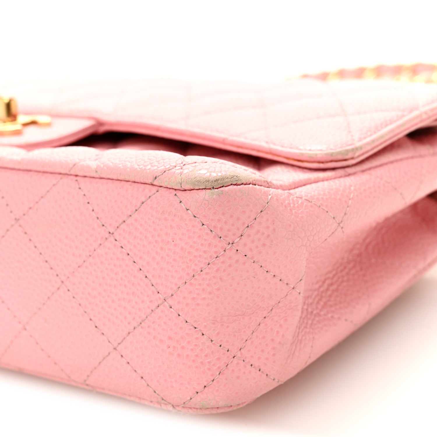 Caviar Quilted Medium Double Flap Light Pink