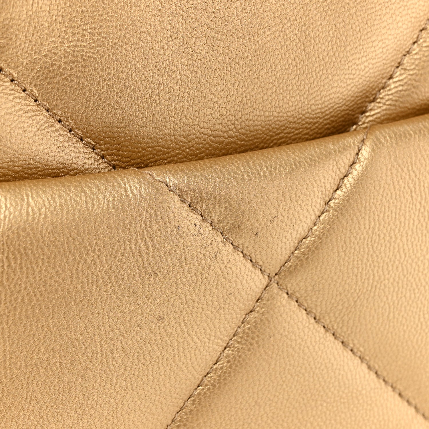 Metallic Goatskin Quilted Medium Chanel 19 Flap Gold
