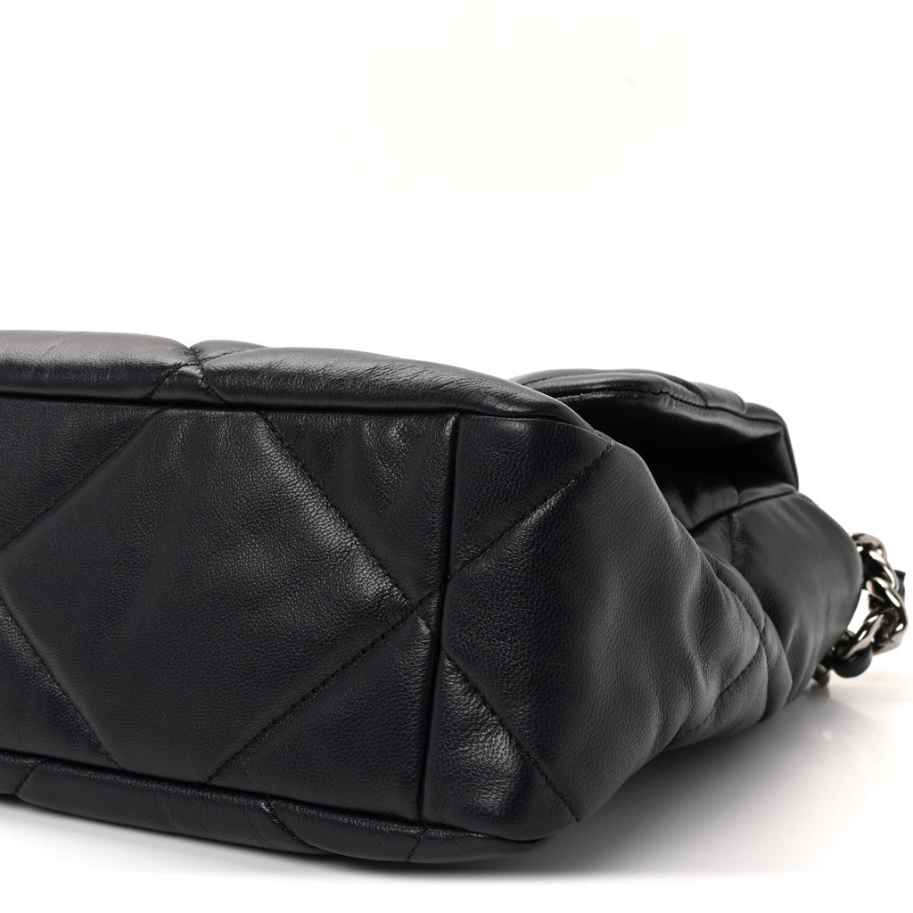 Goatskin Quilted Large Chanel 19 Flap Navy Blue