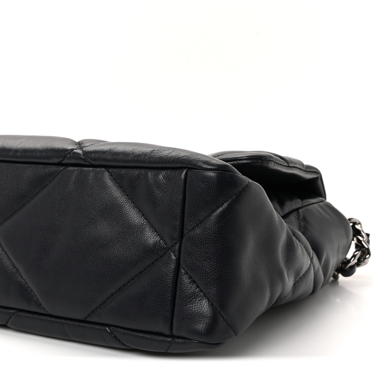 Goatskin Quilted Large Chanel 19 Flap Navy Blue