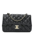 Lambskin Quilted Mini Rectangular Flap Black