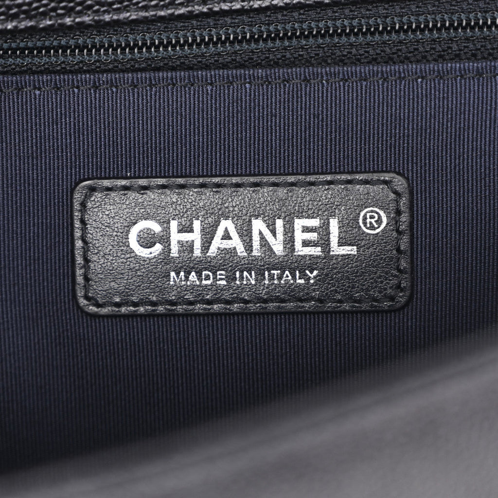 Caviar Chevron Quilted New Medium Boy Flap Dark Navy Blue