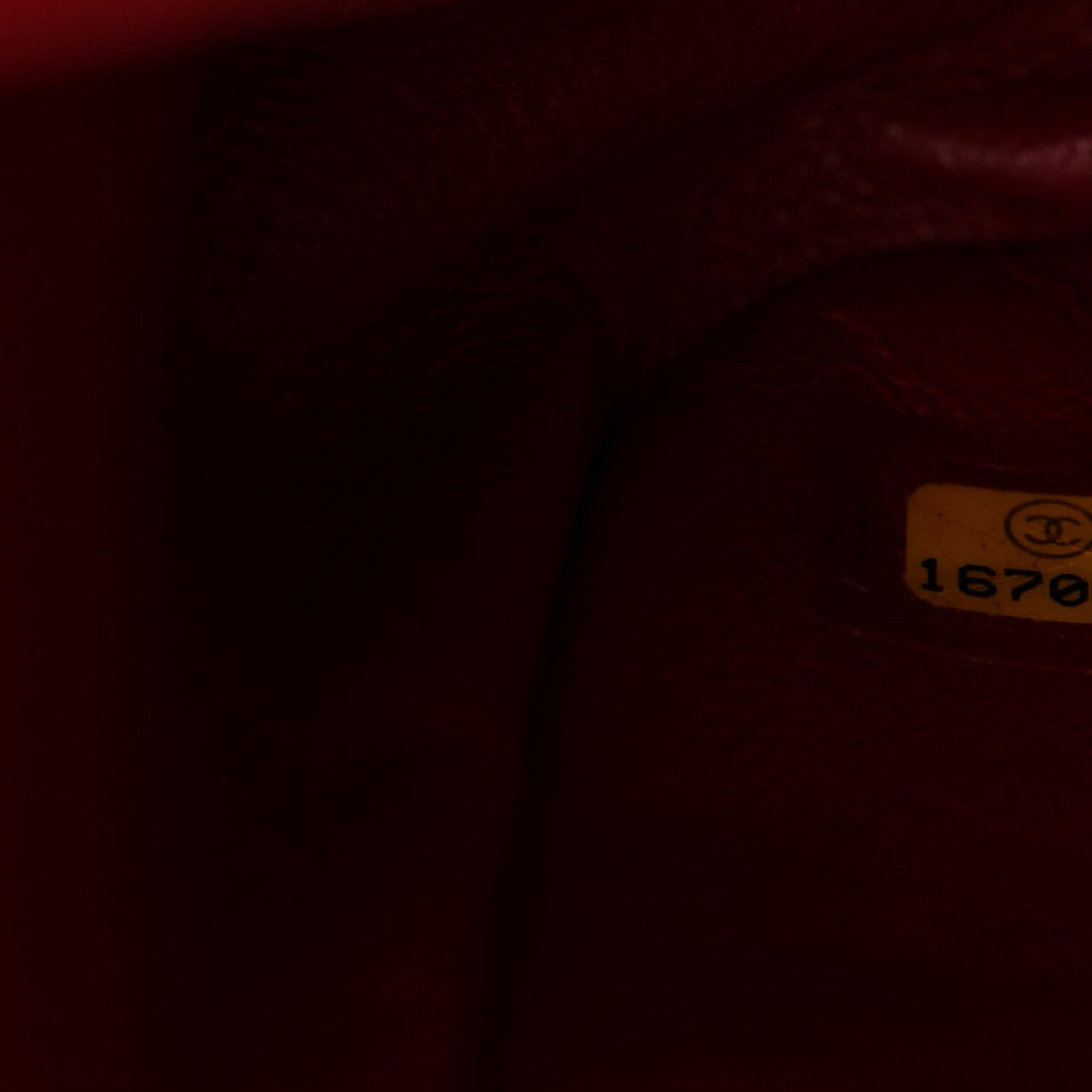 Caviar Quilted Jumbo Double Flap Dark Red