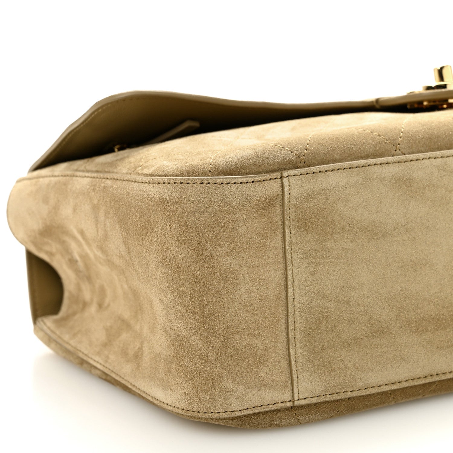 Suede Calfskin Small Souplissimo Maxi Flap Dark Beige