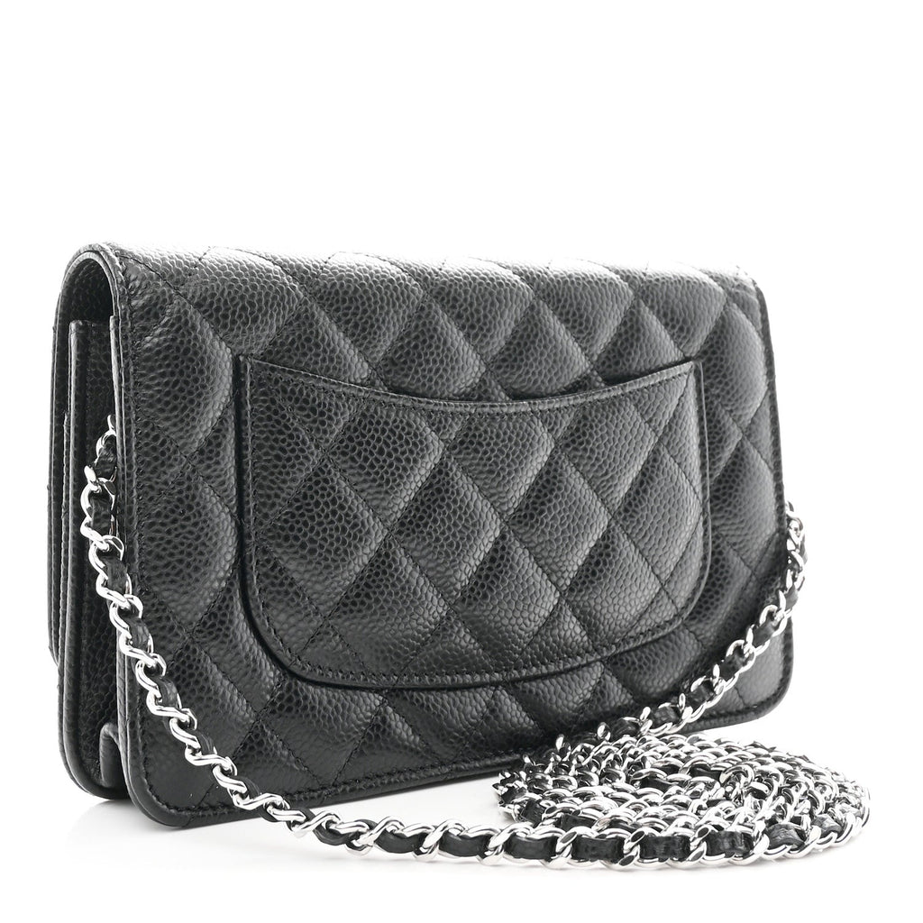 Caviar Quilted Wallet on Chain WOC Black