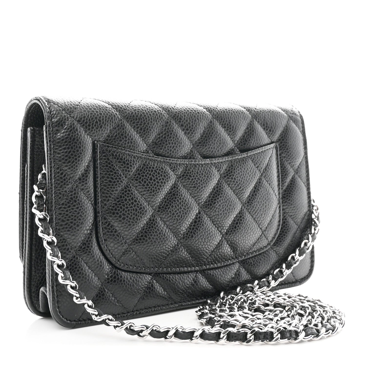 Caviar Quilted Wallet on Chain WOC Black