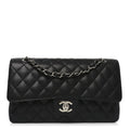Caviar Quilted Medium Double Flap Black