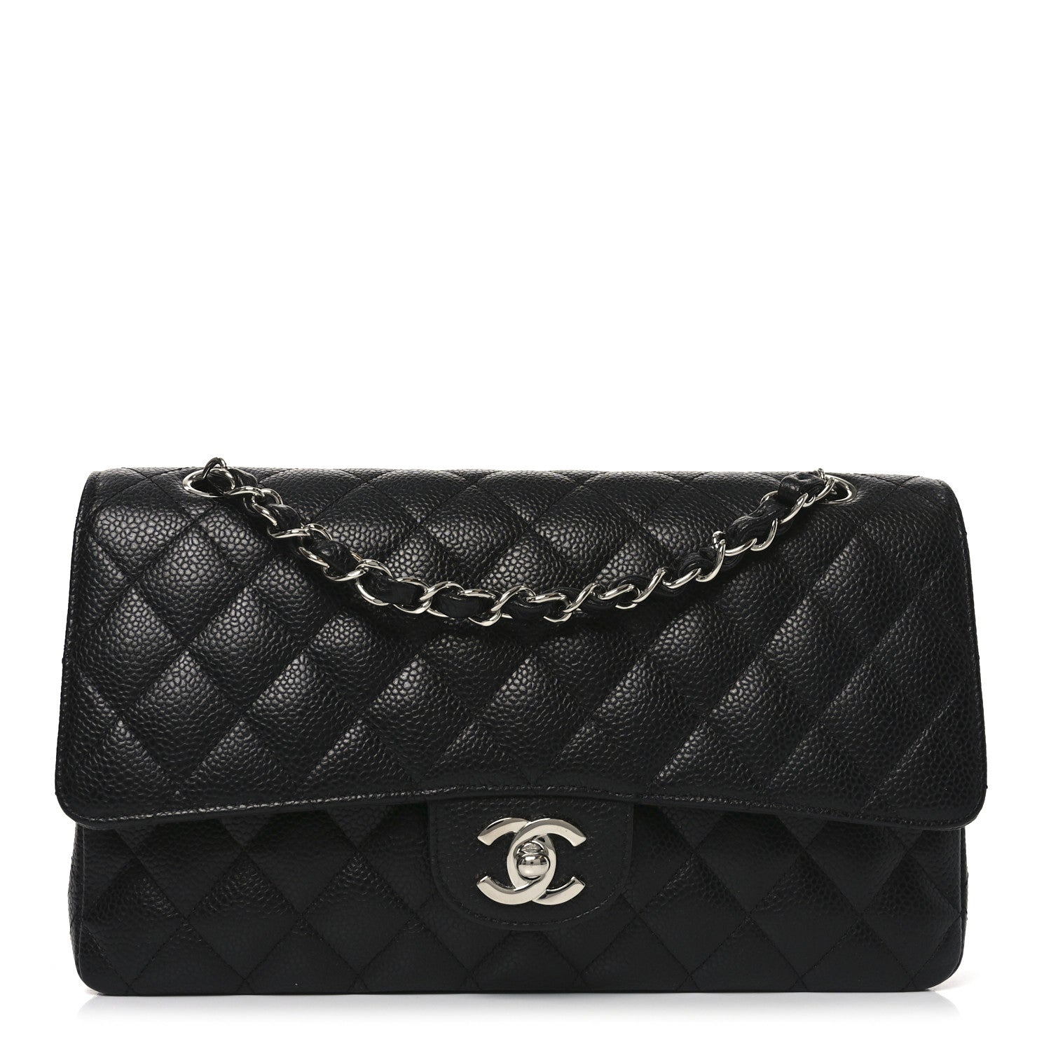 Caviar Quilted Medium Double Flap Black