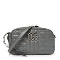 Calfskin Matelasse Aria Small GG Marmont Chain Shoulder Bag Deep Grey