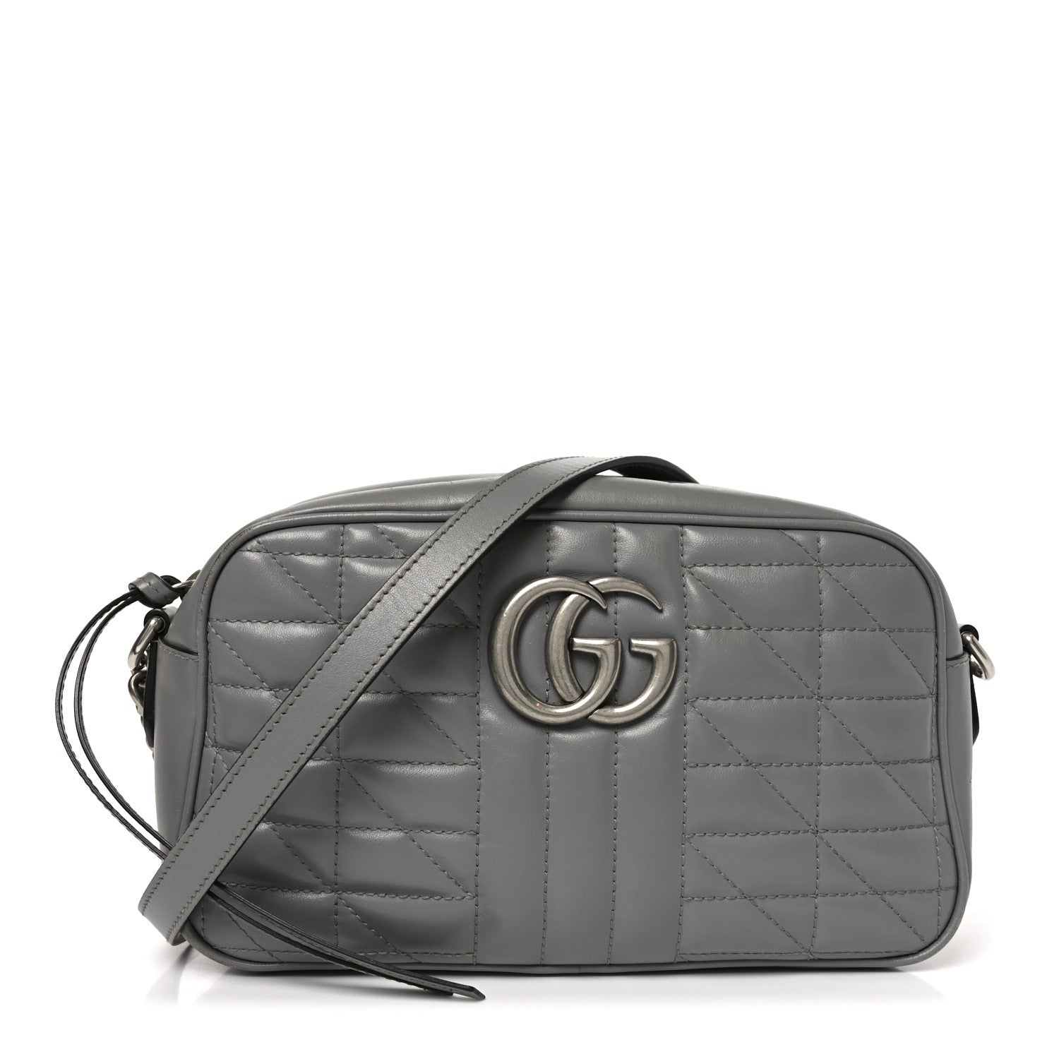 Calfskin Matelasse Aria Small GG Marmont Chain Shoulder Bag Deep Grey