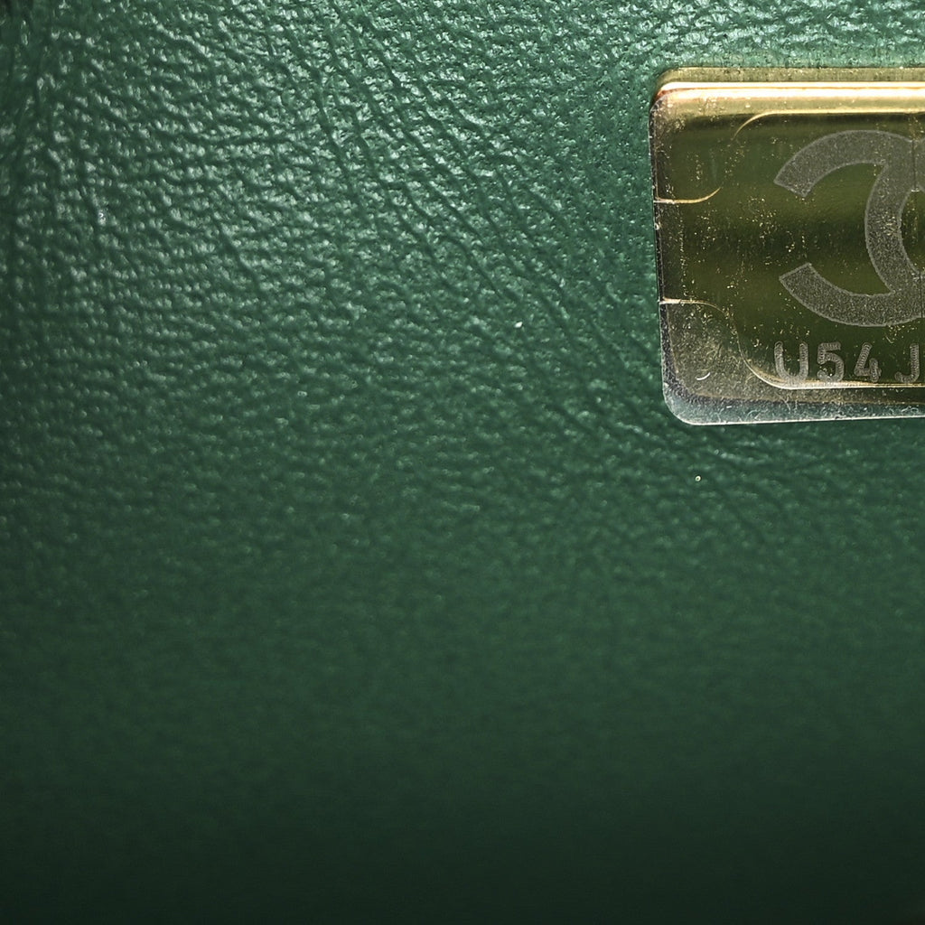 Iridescent Lambskin Quilted Mini Rectangular Flap Green