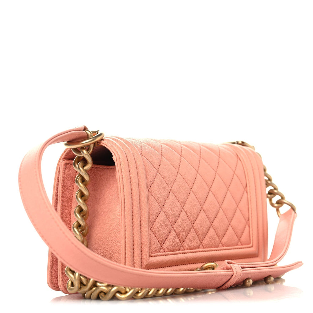 Caviar Quilted Small Boy Flap Light Pink