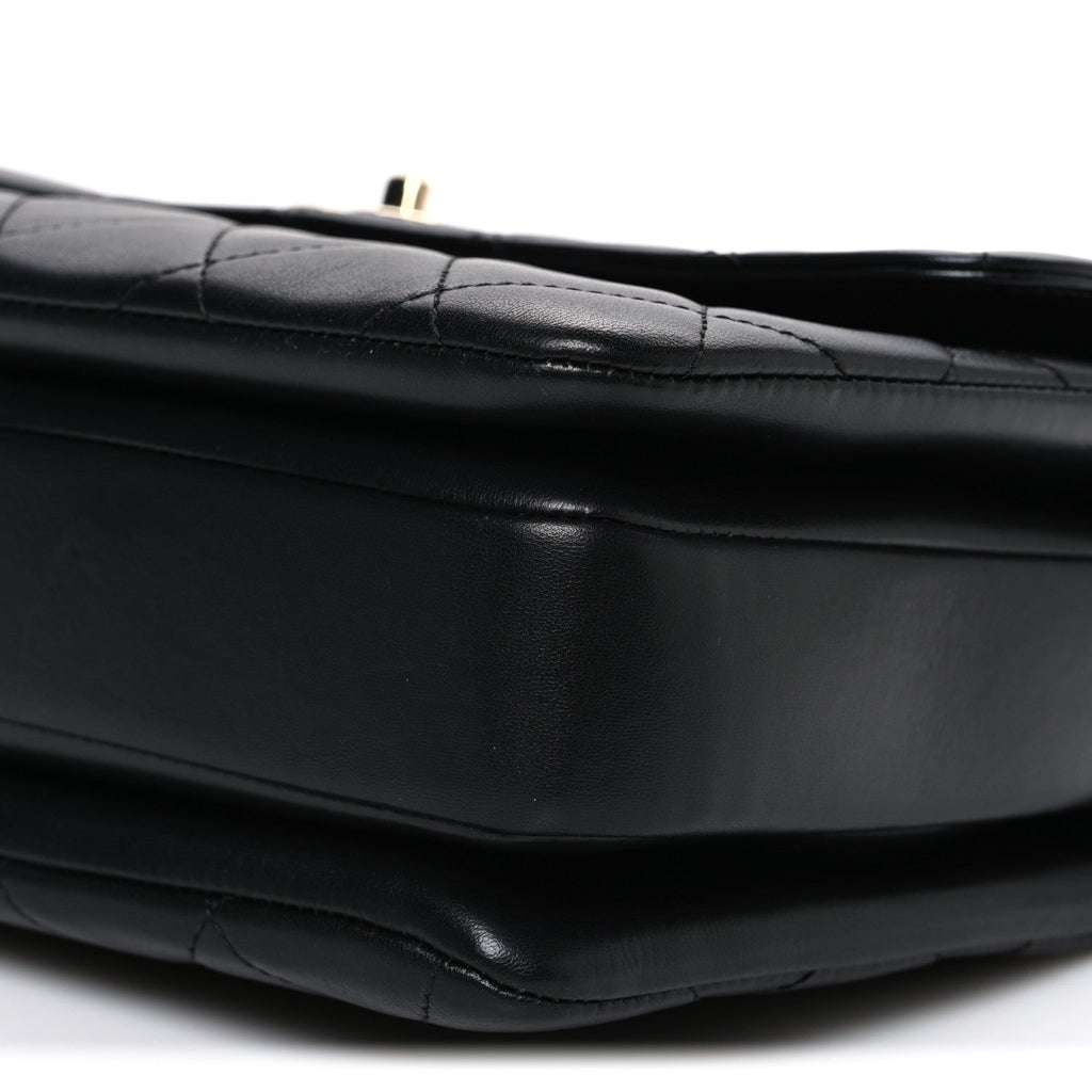 Lambskin Quilted Medium Trendy CC Flap Dual Handle Bag Black