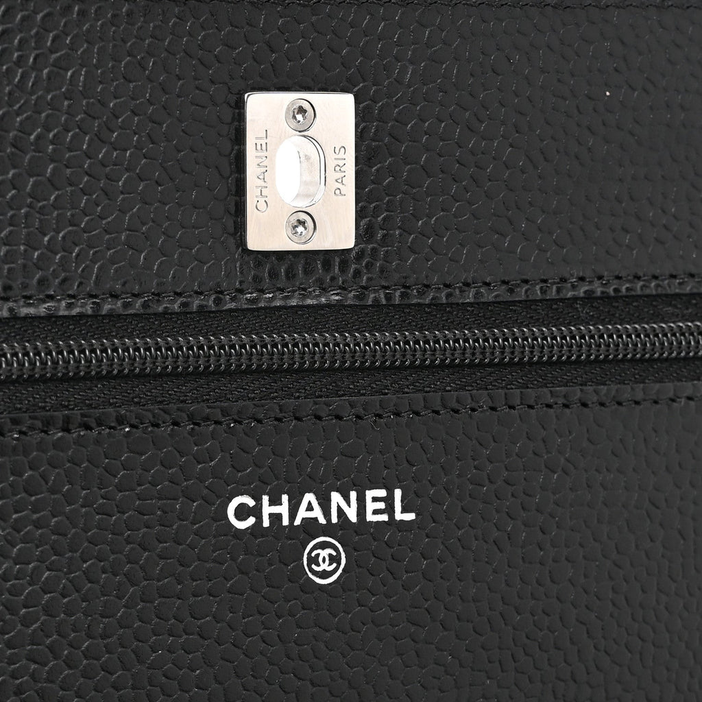 Caviar Quilted CC Turnlock Wallet On Chain WOC Black