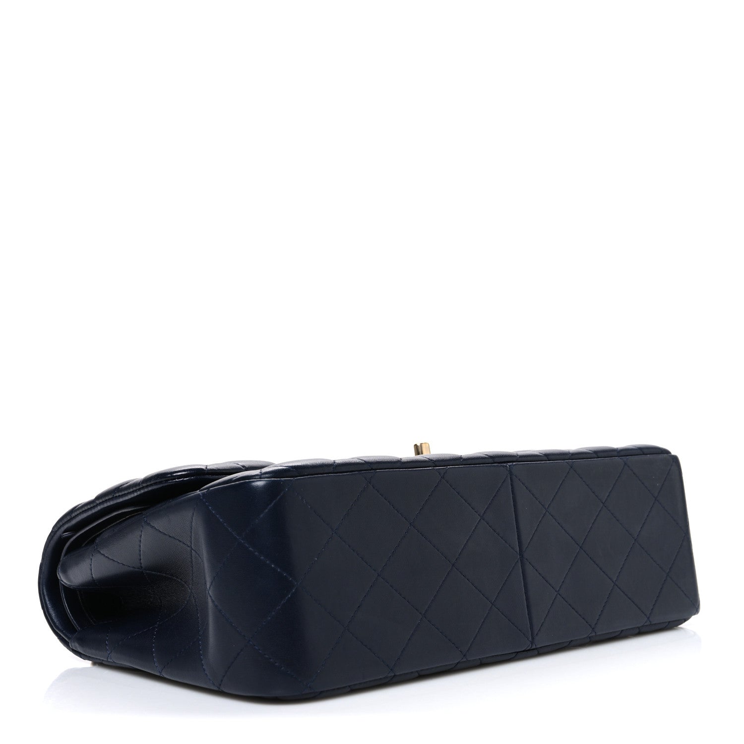 Lambskin Quilted Jumbo Double Flap Navy
