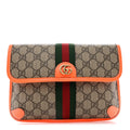 GG Supreme Monogram Web Small Ophidia Belt Bag Beige Ebony Orange Fluo