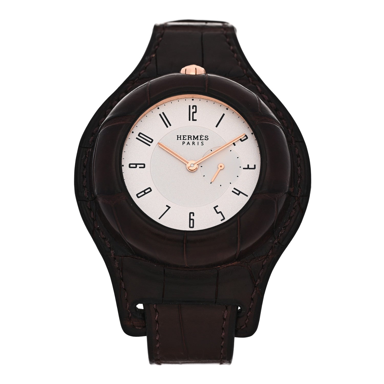 18K Rose Gold Alligator 40mm In the Pocket Automatic Watch Havane