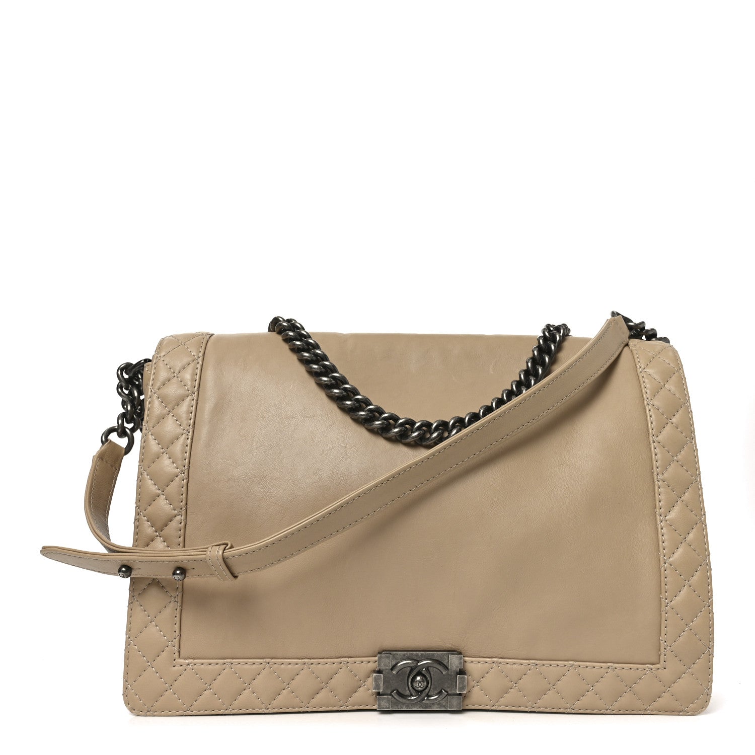Calfskin Large Boy Reverso Flap  Beige