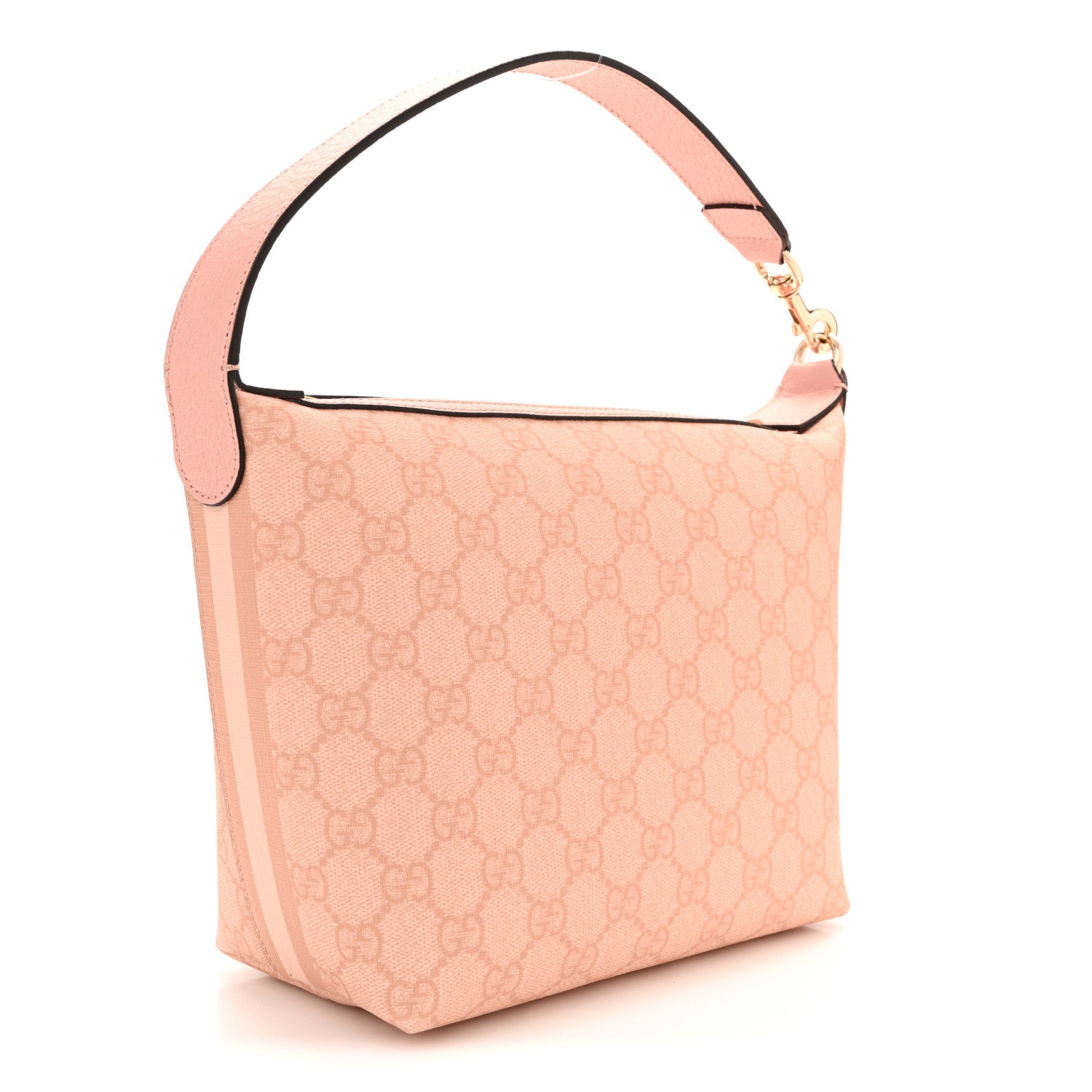 GG Supreme Monogram Textured Calfskin Web Super Mini Ophidia Shoulder Bag Pink