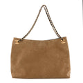 Suede Quilted Eyes On You Large Shopping Bag Beige