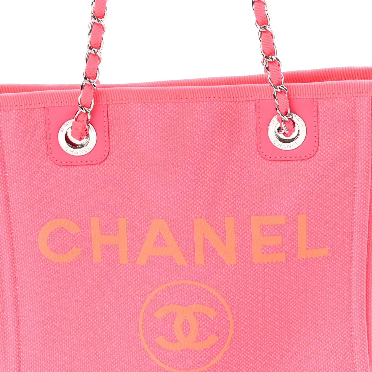 Canvas Mini Deauville Tote Pink Orange