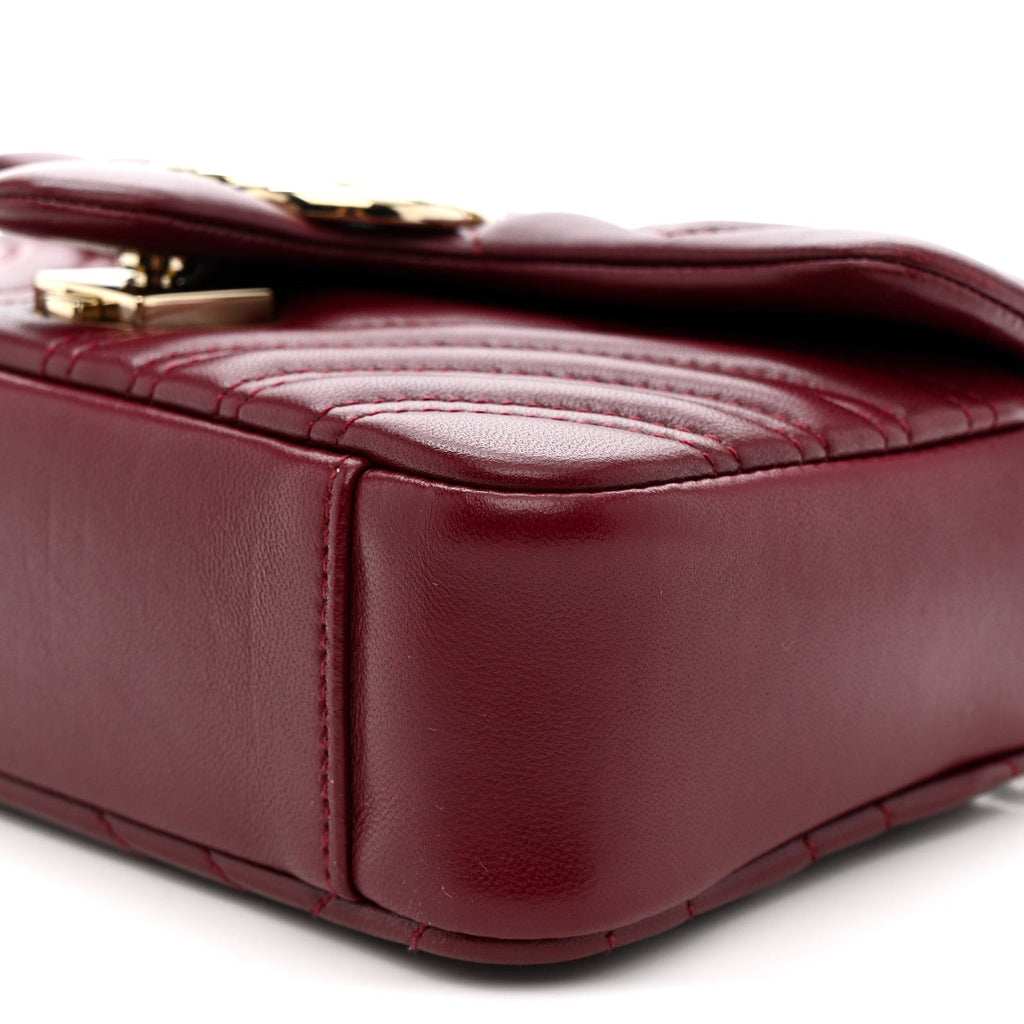 Lambskin Matelasse Small GG Marmont Shoulder Bag Rosso Ancora