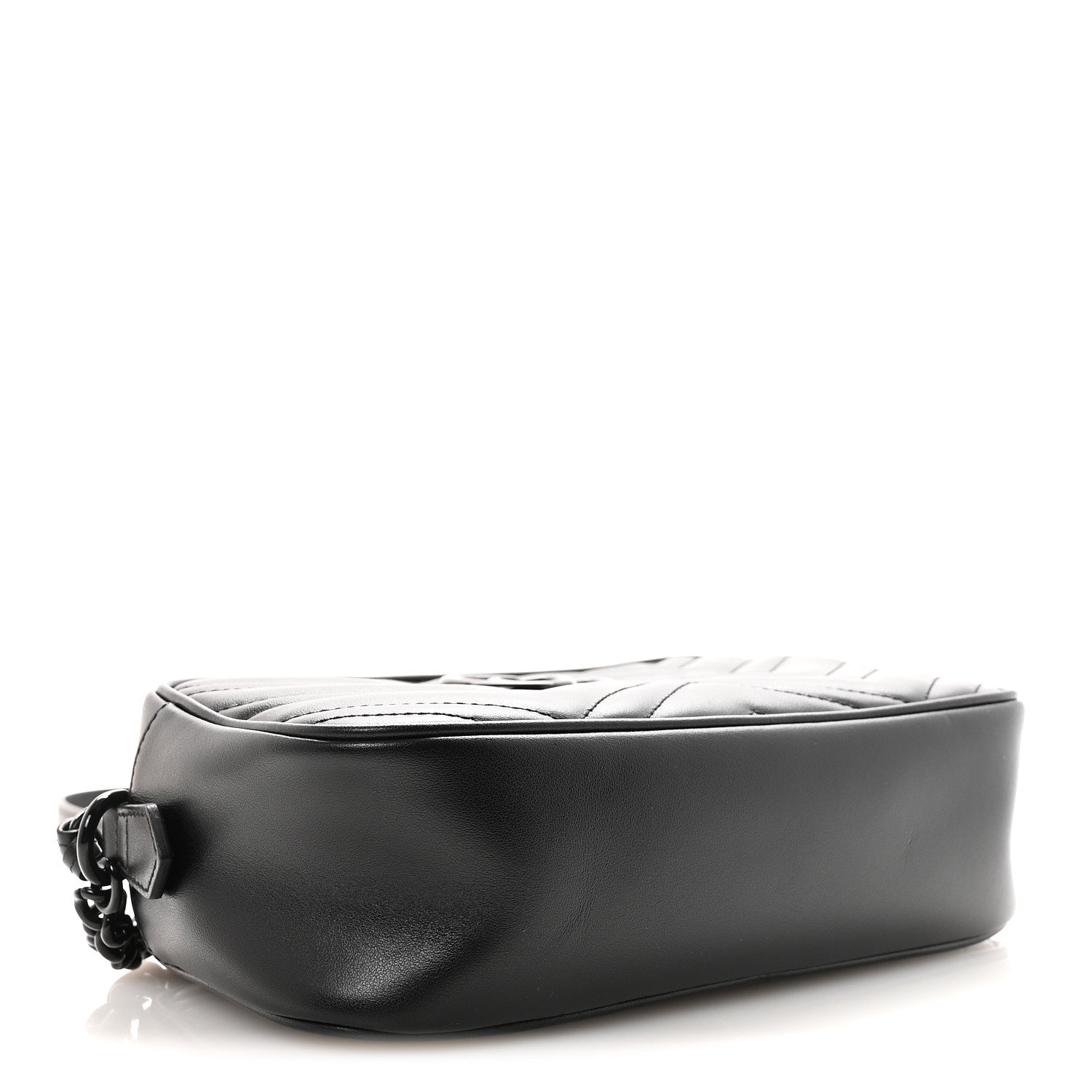 Calfskin Matelasse Monochrome Small GG Marmont Chain Shoulder Bag Black