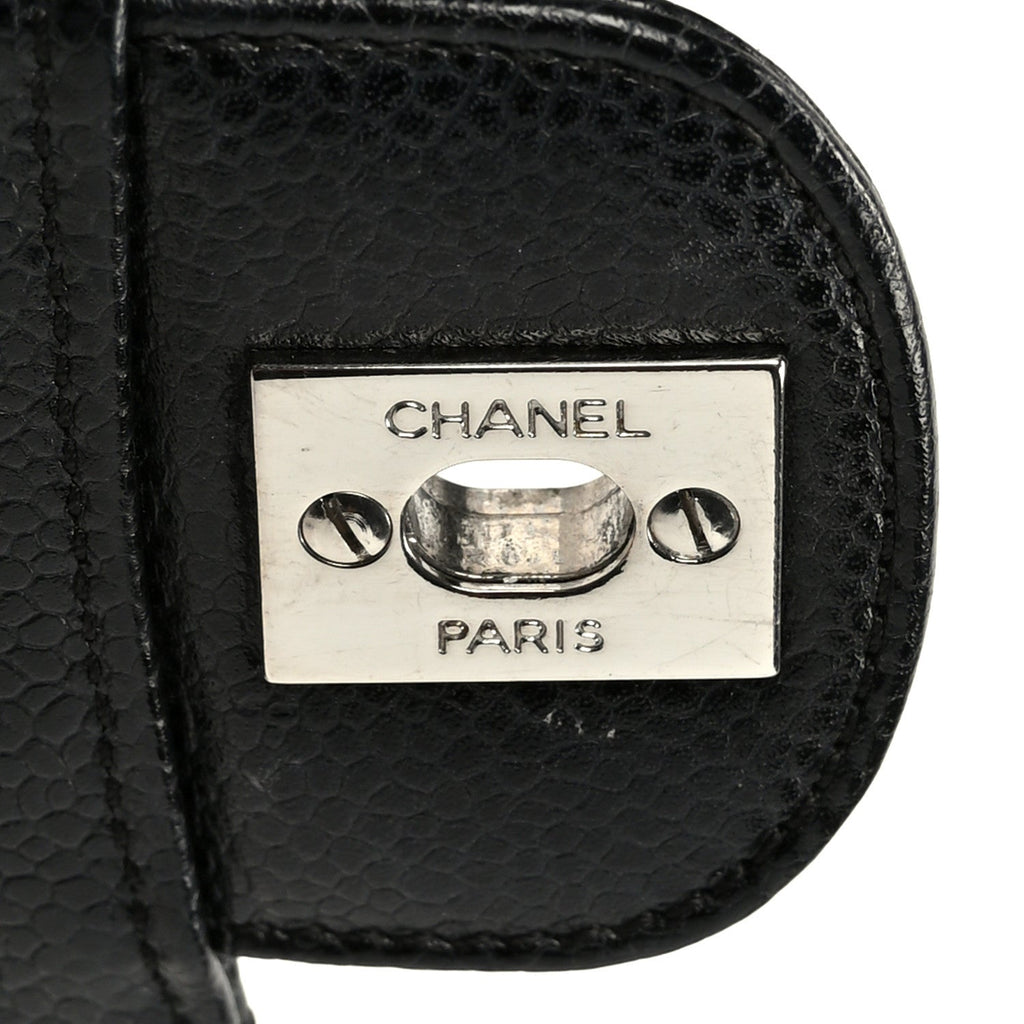 Caviar Quilted Medium Double Flap Black