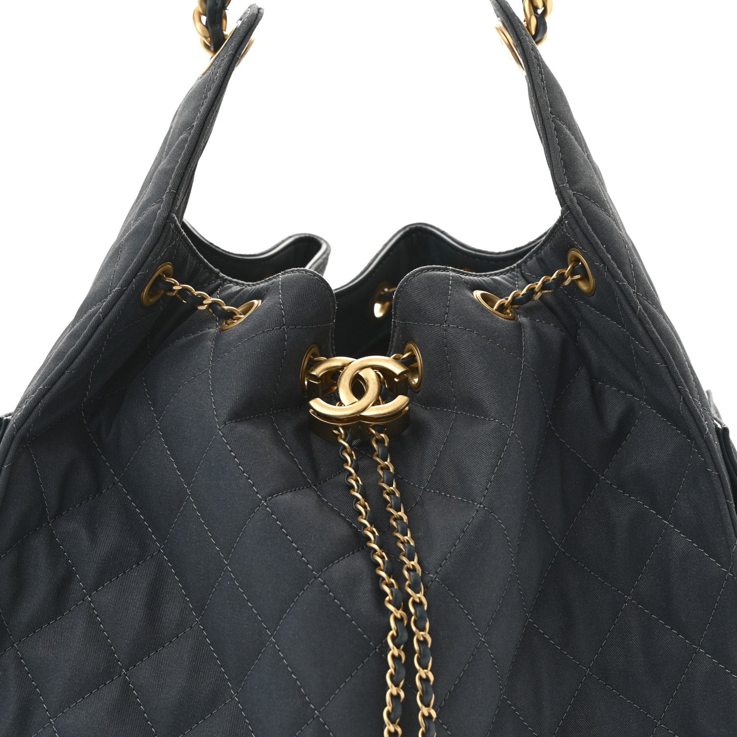Canvas Quilted Medium Chanel 25 Handbag Dark Blue