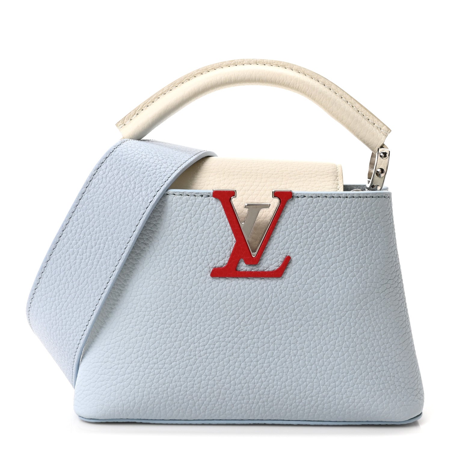 Taurillon Capucines Mini Light Blue White Red