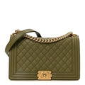Caviar Quilted New Medium Boy Flap Khaki