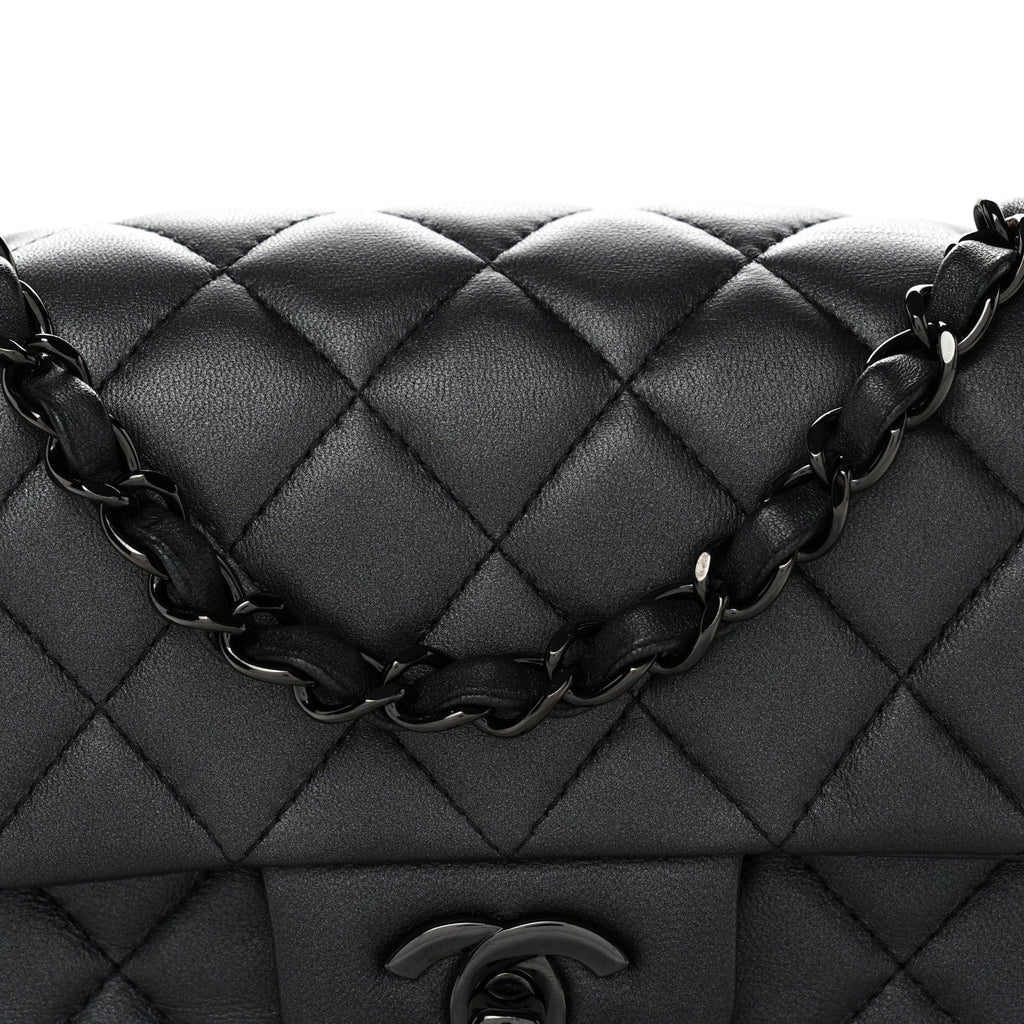 Lambskin Quilted Mini Rectangular Flap So Black