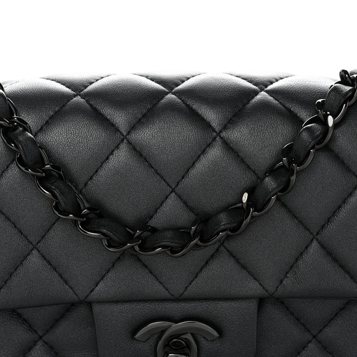 Lambskin Quilted Mini Rectangular Flap So Black