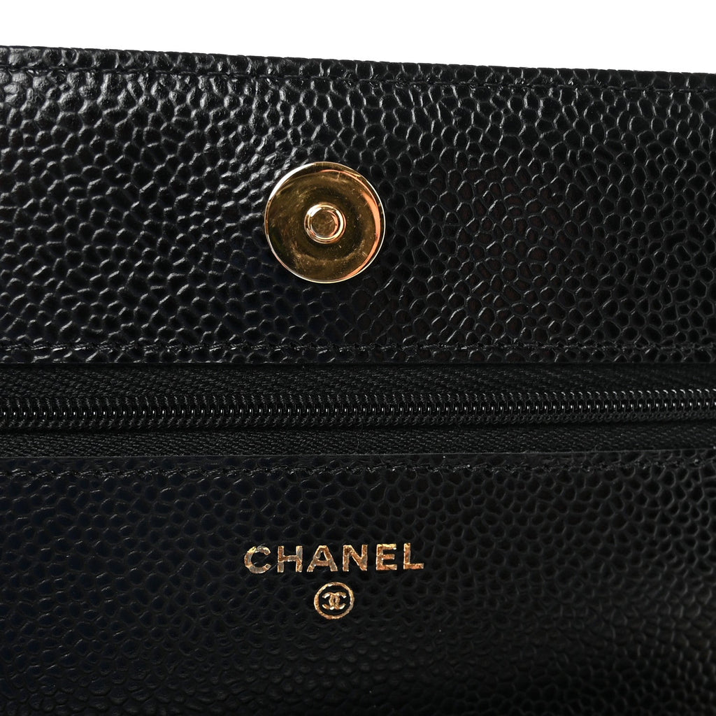 Caviar Quilted Wallet on Chain WOC Black