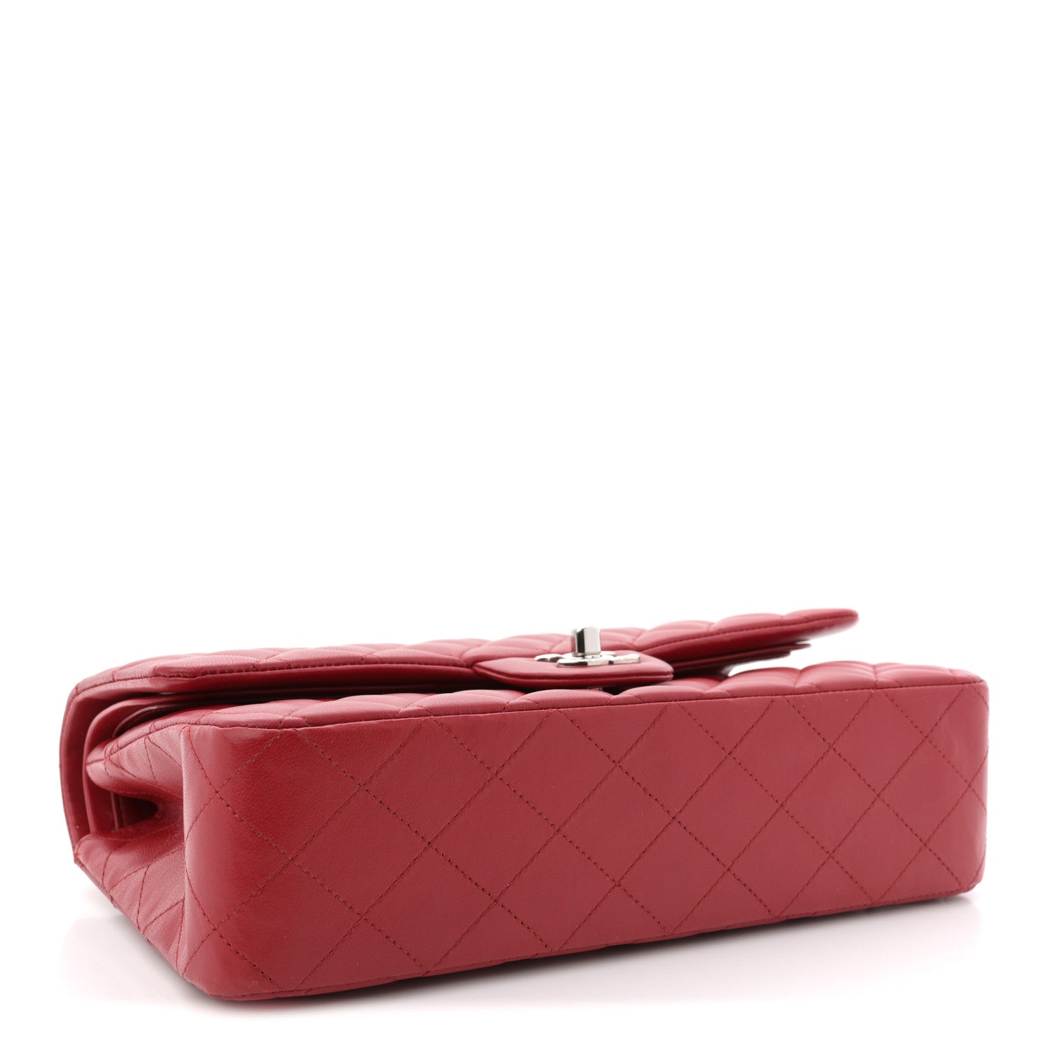 Lambskin Quilted Medium Double Flap Red