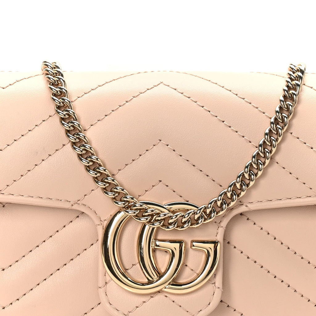 Calfskin Matelasse Super Mini GG Marmont Shoulder Bag Porcelain Rose