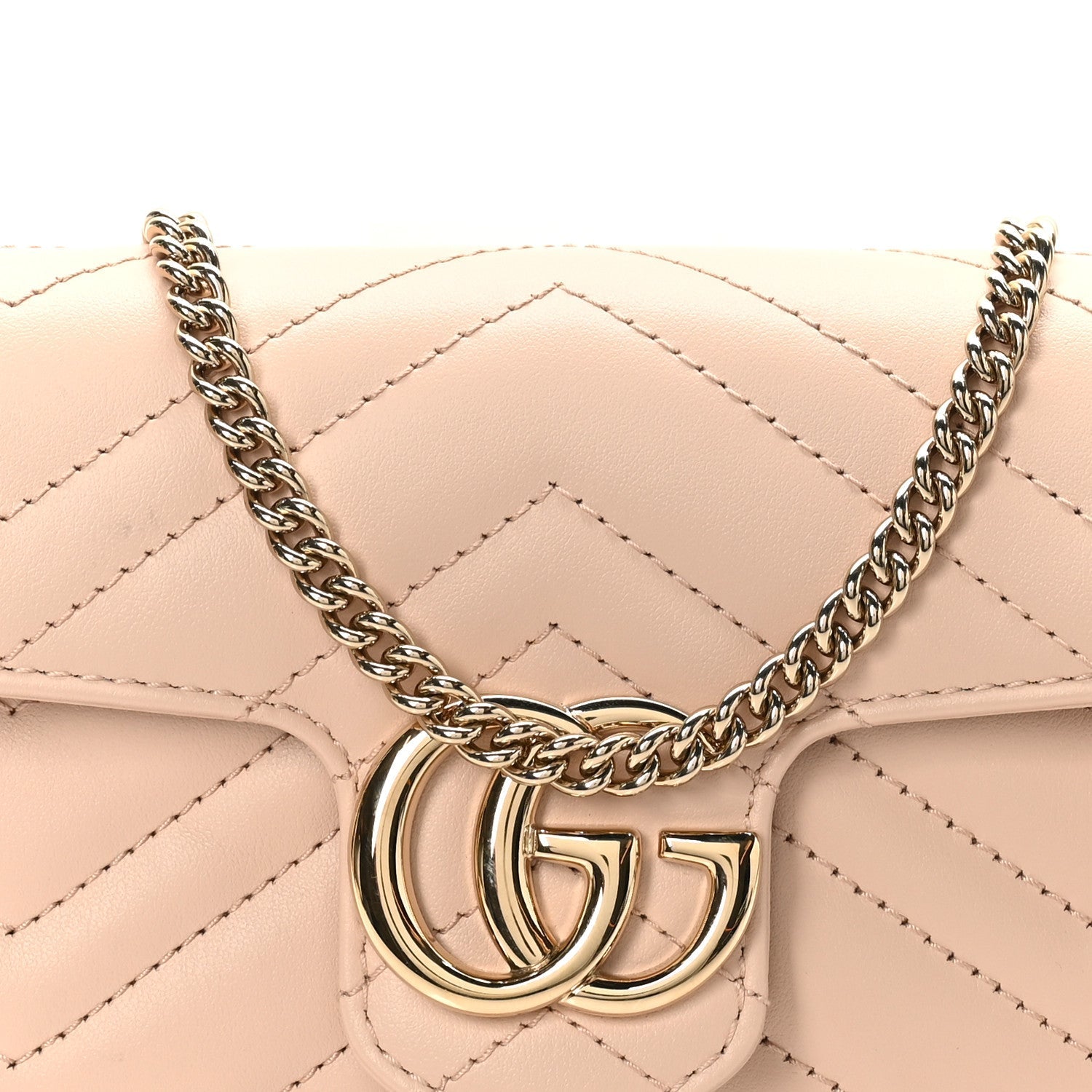 Calfskin Matelasse Super Mini GG Marmont Shoulder Bag Porcelain Rose
