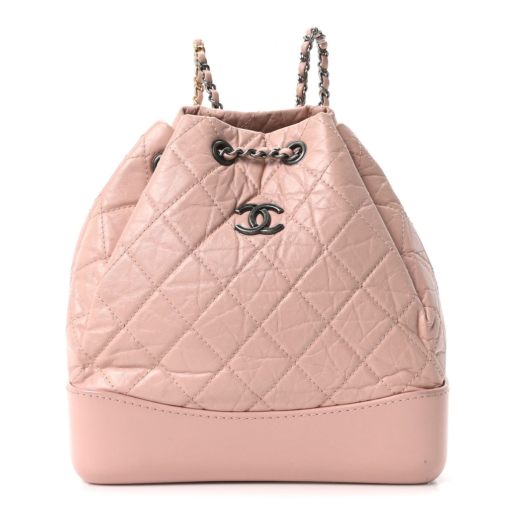 Aged Calfskin Quilted Small Gabrielle Backpack Pink