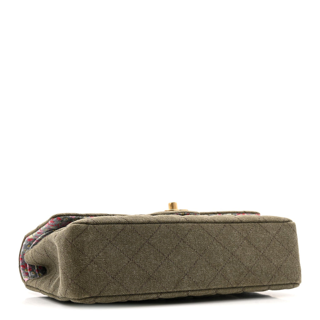 Canvas Quilted Coco Cuba Charms Medium Double Flap Khaki