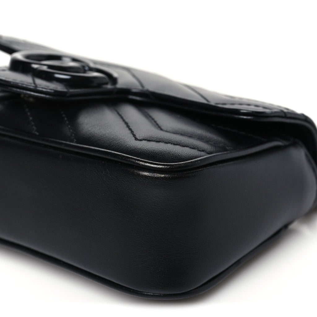 Calfskin Matelasse Monochrome GG Marmont Chain Belt Bag Black