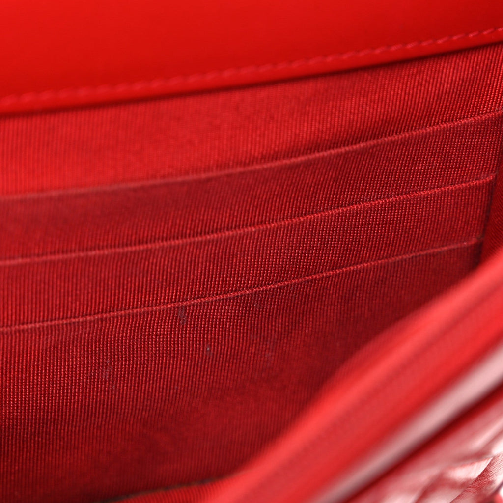 Glazed Calfskin Quilted Reissue Wallet On Chain WOC Red