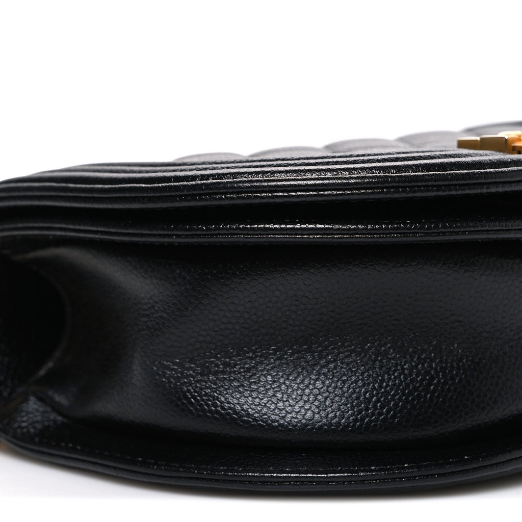 Caviar Quilted Small Boy Messenger Bag Black