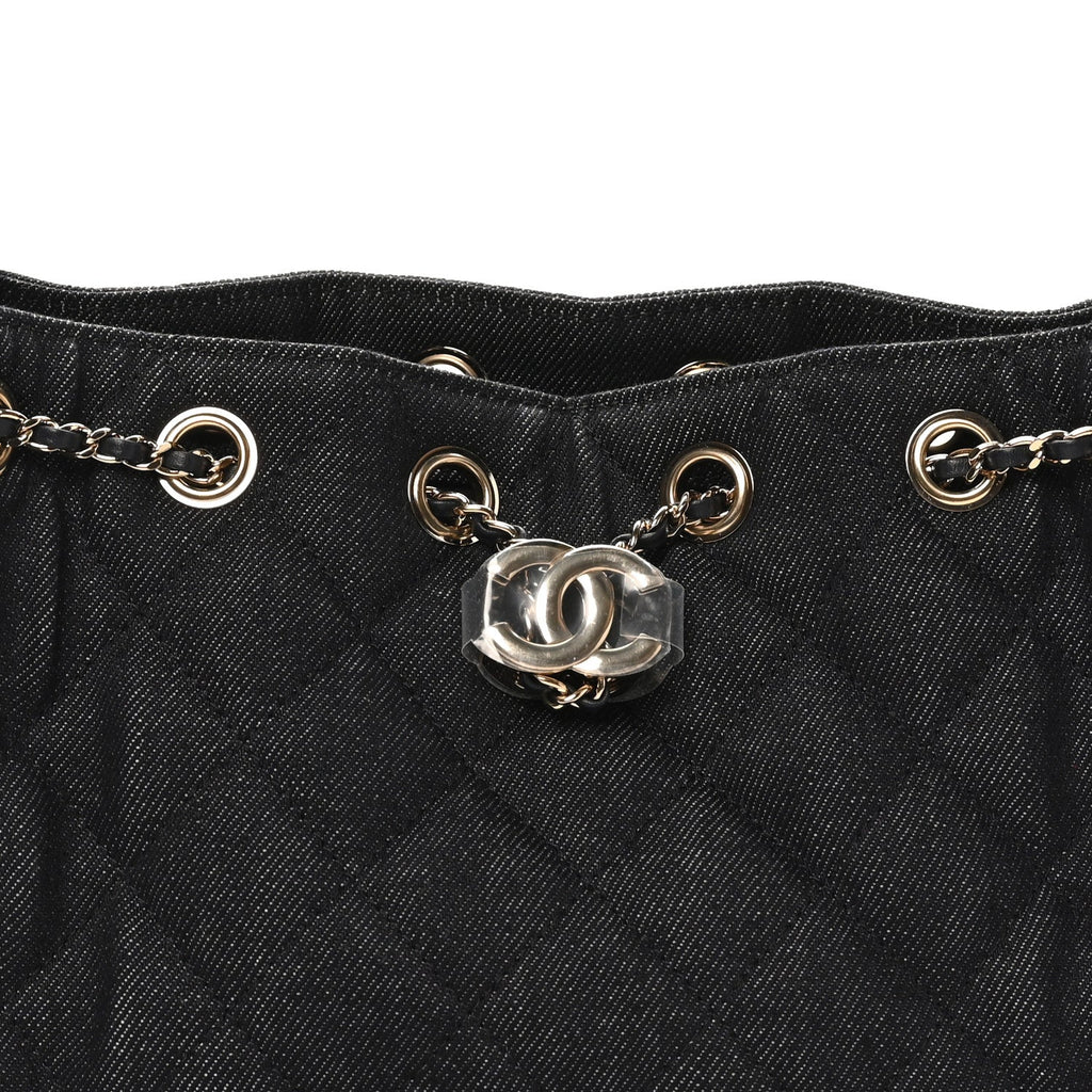Denim Quilted Mini Chanel 25 Handbag Dark Blue