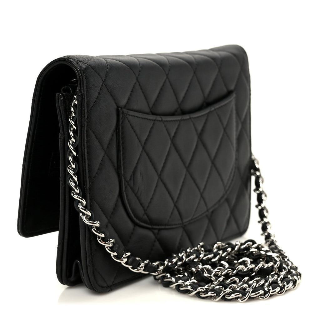 Lambskin Quilted Wallet On Chain WOC Black
