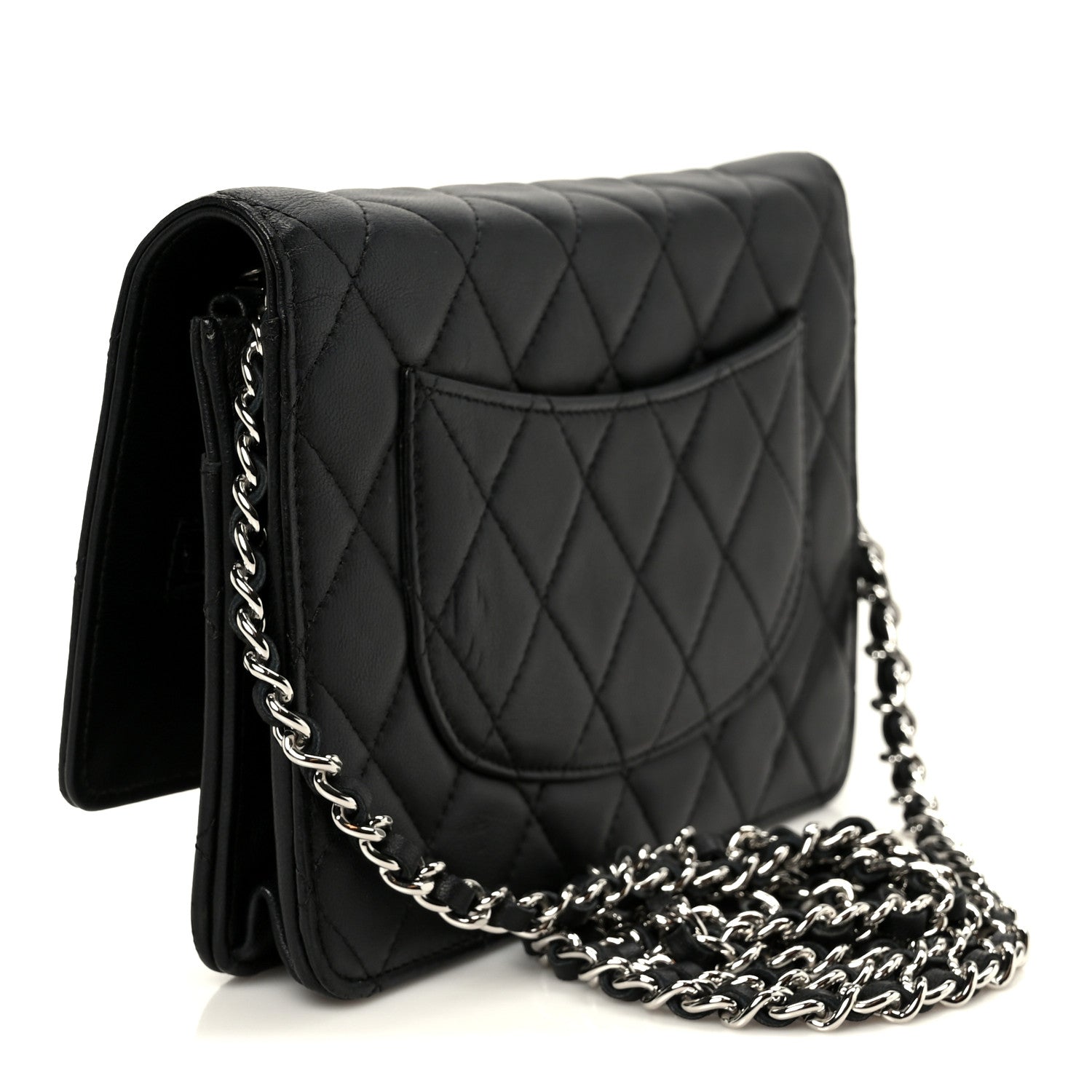 Lambskin Quilted Wallet On Chain WOC Black