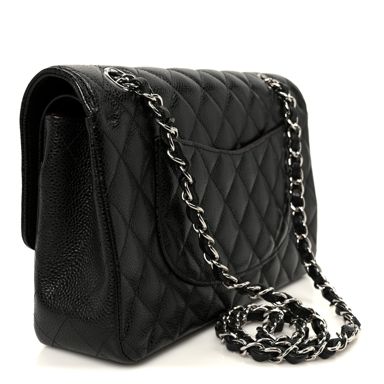 Caviar Quilted Medium Double Flap Black
