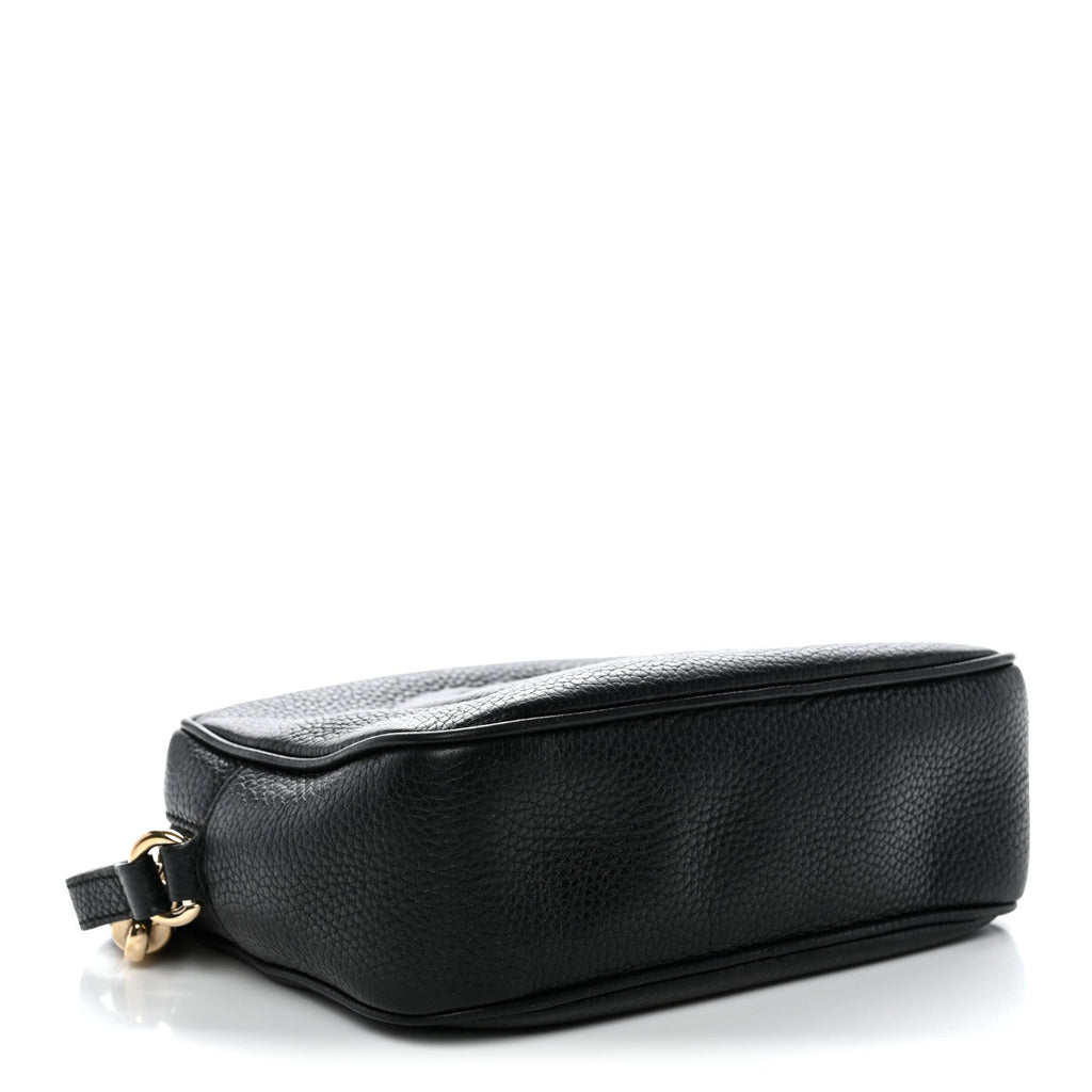Pebbled Calfskin Small Soho Disco Bag Black