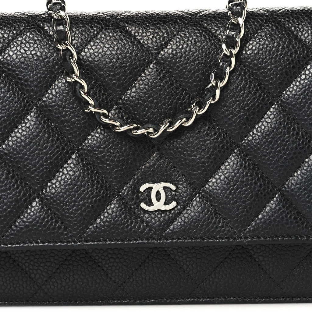 Caviar Quilted Wallet on Chain WOC Black
