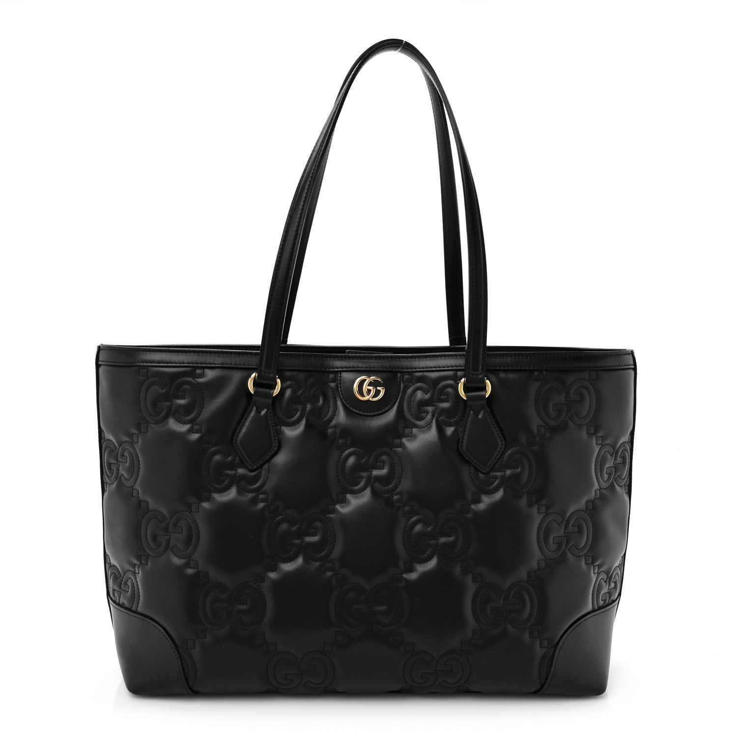 Calfskin GG Matelasse Medium Ophidia Shopping Tote Black